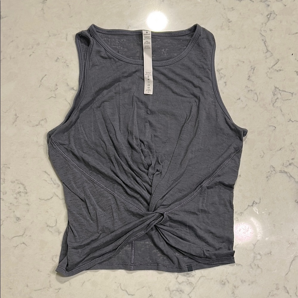 Lululemon Athletica Gray Tie Front Fitted Tank Top